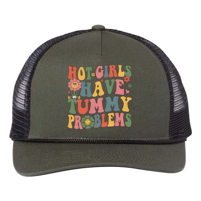 Hot Girl Have Tummy Problems Retro Rope Trucker Hat Cap