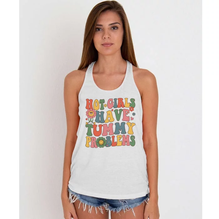 Hot Girl Have Tummy Problems Women's Knotted Racerback Tank