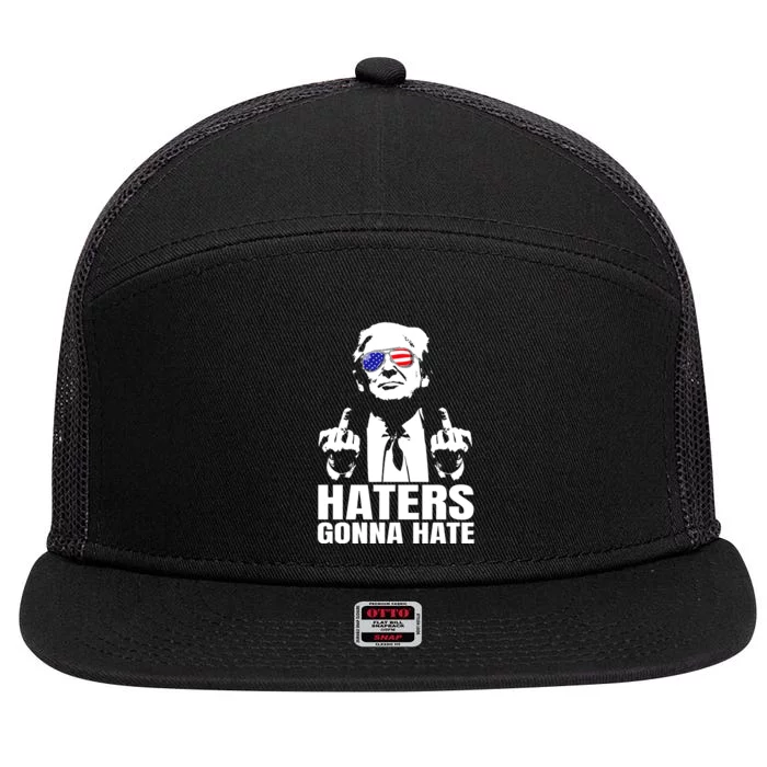 Haters Gonna Hate President Donald Trump Middle Finger 7 Panel Mesh Trucker Snapback Hat