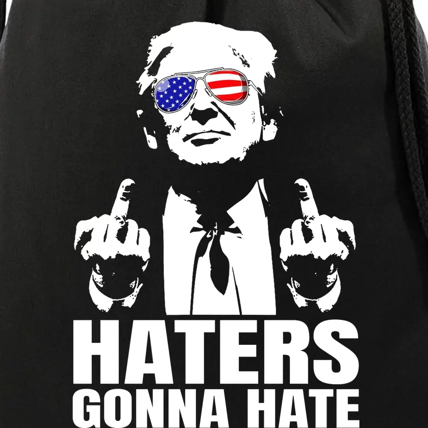 Haters Gonna Hate President Donald Trump Middle Finger Drawstring Bag