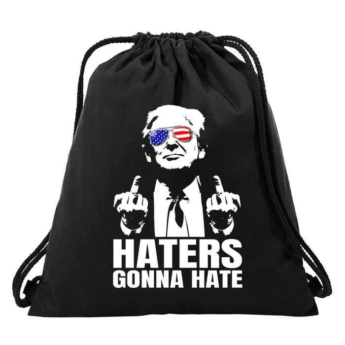 Haters Gonna Hate President Donald Trump Middle Finger Drawstring Bag