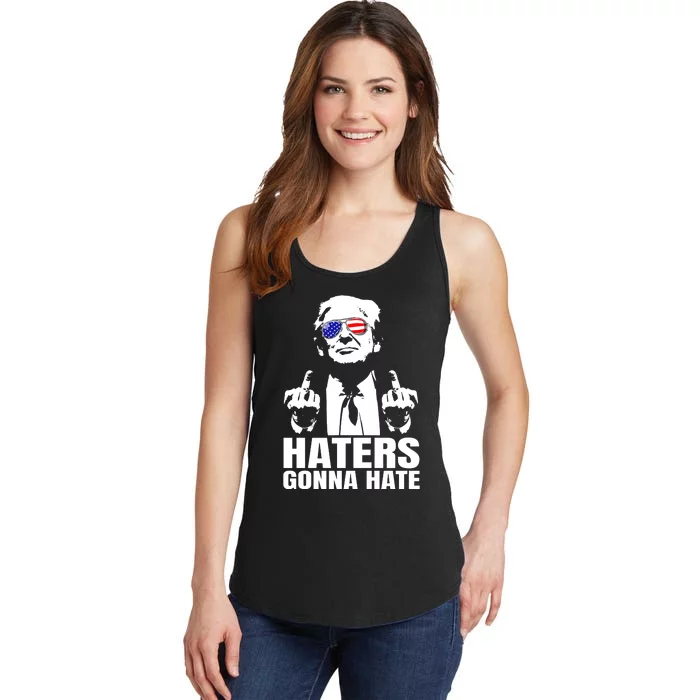 Haters Gonna Hate President Donald Trump Middle Finger Ladies Essential Tank