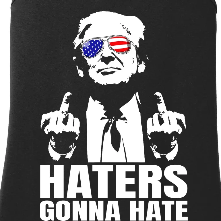 Haters Gonna Hate President Donald Trump Middle Finger Ladies Essential Tank