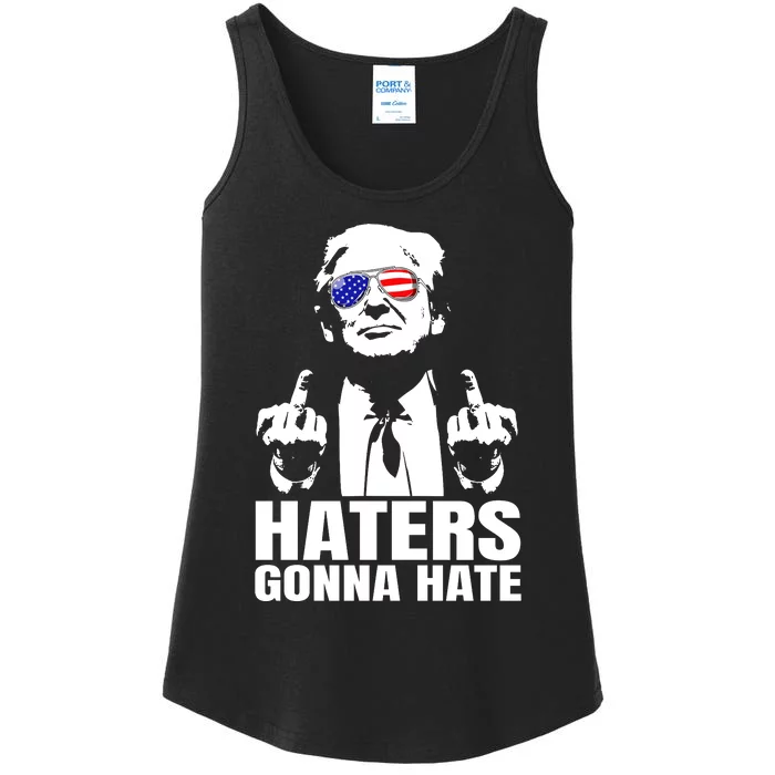 Haters Gonna Hate President Donald Trump Middle Finger Ladies Essential Tank