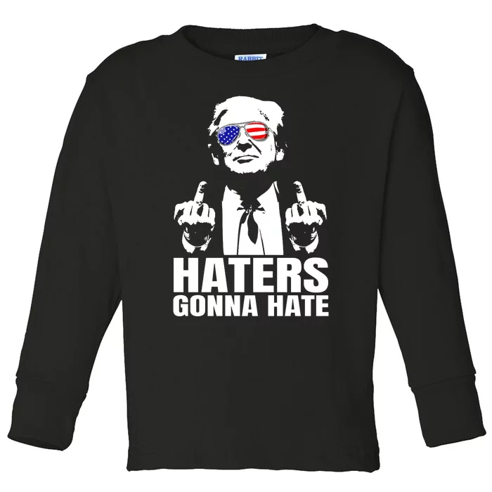 Haters Gonna Hate President Donald Trump Middle Finger Toddler Long Sleeve Shirt