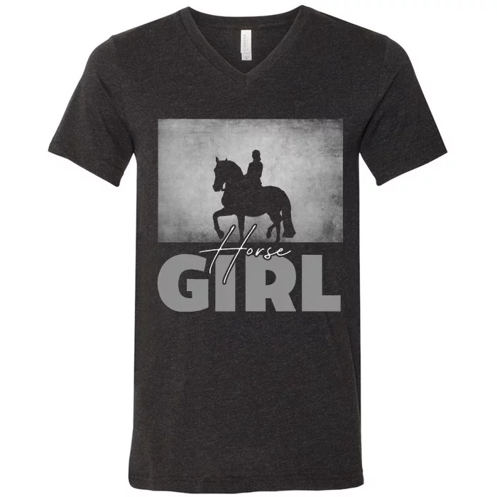 Horse Girl Horseback Riding V-Neck T-Shirt