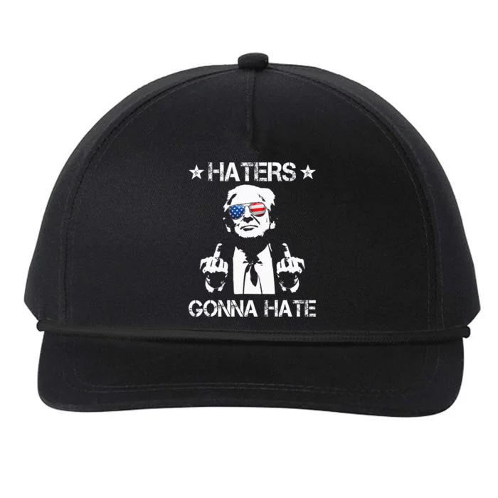 Haters Gonna Hate Middle Finger Trump 2024 President Snapback Five-Panel Rope Hat