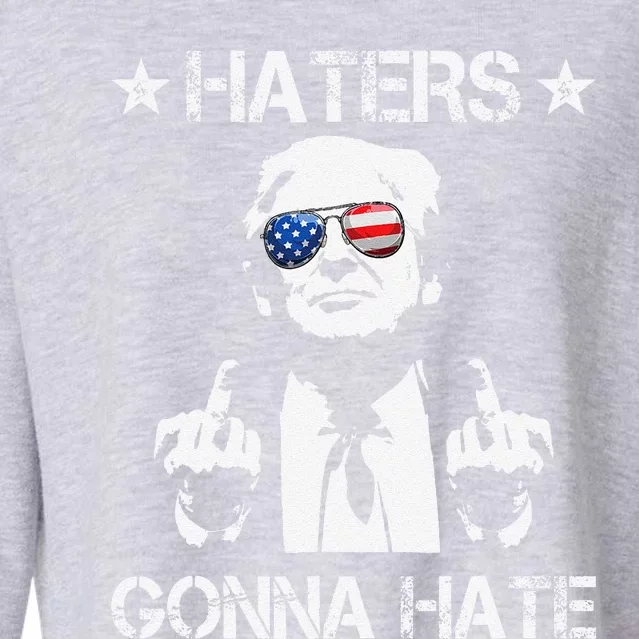 Haters Gonna Hate Middle Finger Funny Trump 2024 President Cropped Pullover Crew