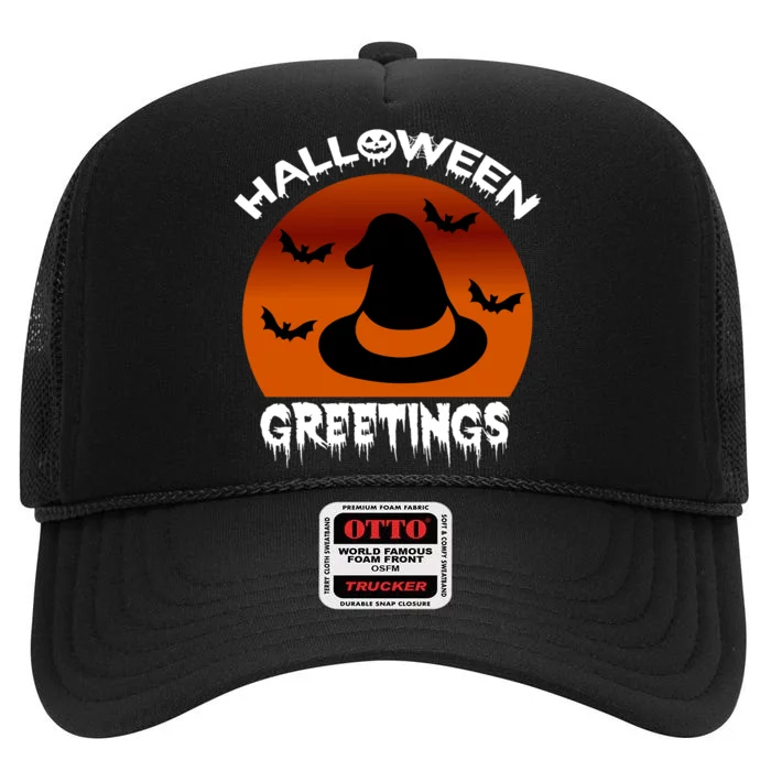 Halloween Greetings High Crown Mesh Trucker Hat