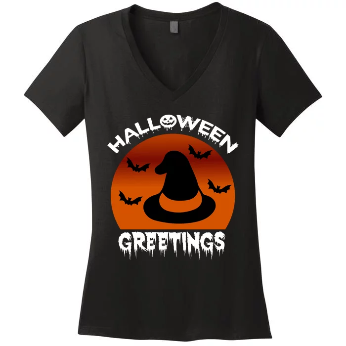 Halloween Greetings Women's V-Neck T-Shirt