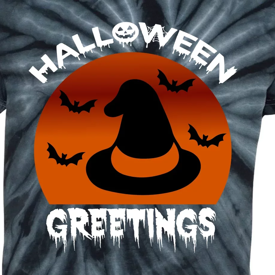 Halloween Greetings Kids Tie-Dye T-Shirt