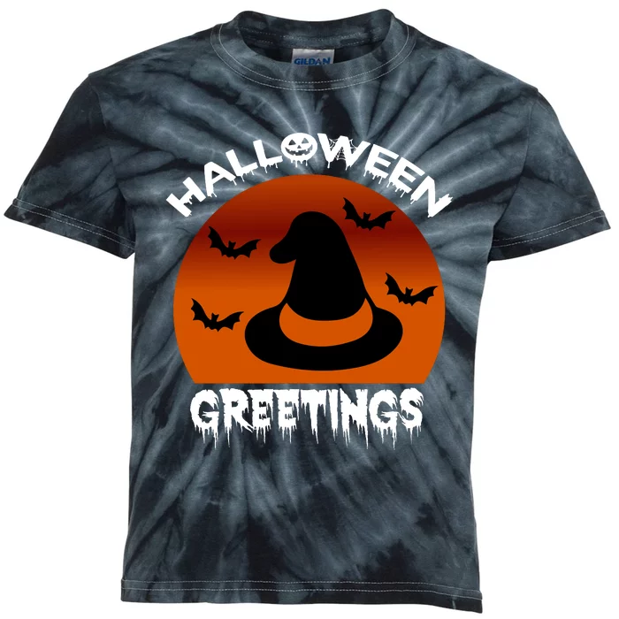 Halloween Greetings Kids Tie-Dye T-Shirt