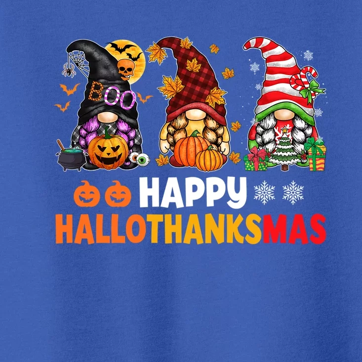 Halloween Gnomes Happy Hallothanksmas Thanksgiving Christmas Cool Gift Toddler T-Shirt