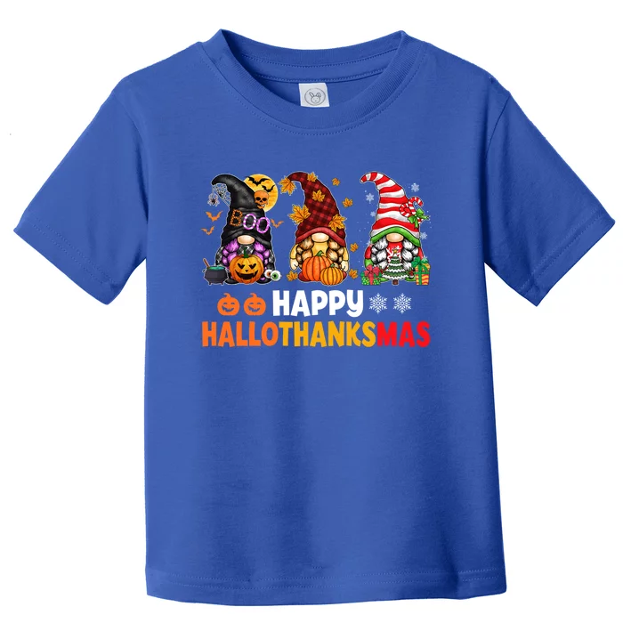 Halloween Gnomes Happy Hallothanksmas Thanksgiving Christmas Cool Gift Toddler T-Shirt