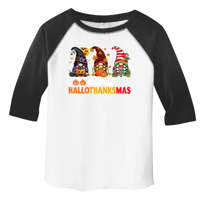 Halloween Gnomes Happy Hallothanksmas Thanksgiving Christmas Cool Gift Toddler Fine Jersey T-Shirt