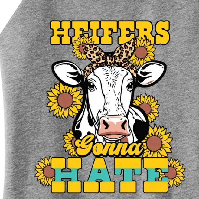 Heifers Gonna Hate Funny Cow Joke Sunflower Cow Cute Gift Women’s Perfect Tri Rocker Tank