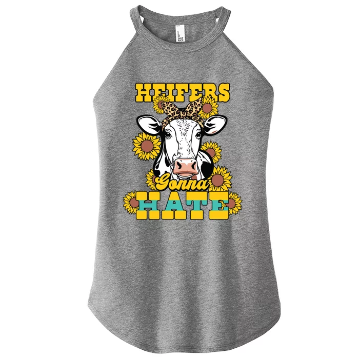 Heifers Gonna Hate Funny Cow Joke Sunflower Cow Cute Gift Women’s Perfect Tri Rocker Tank