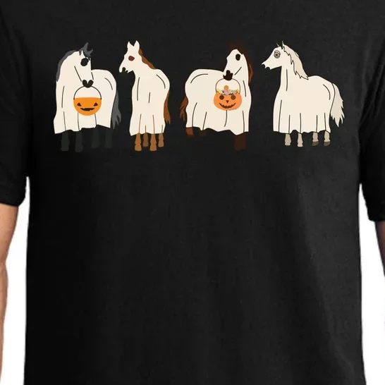 Halloween Ghost Horses Spooky Season Funny Horse Pajama Set