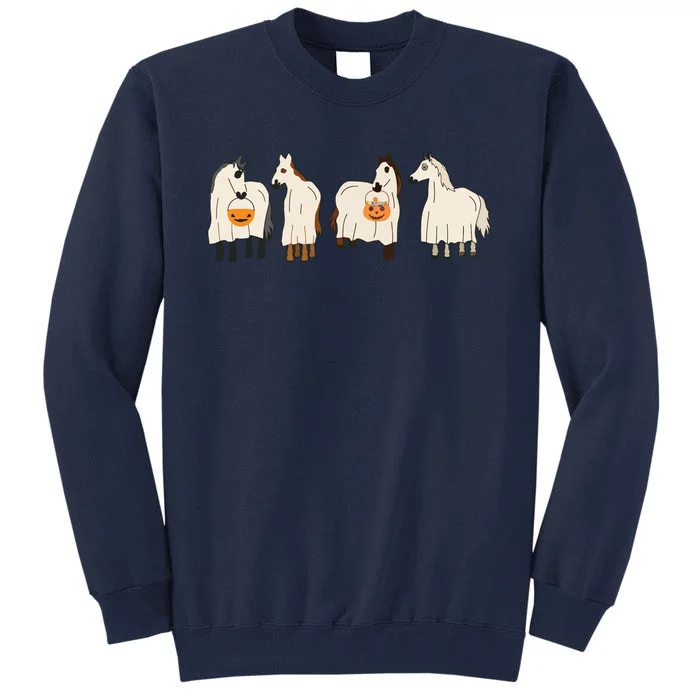 Halloween Ghost Horses Spooky Season Funny Horse Tall Sweatshirt