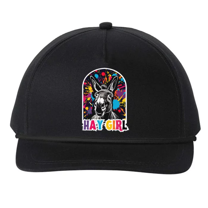 Hay Girl Hay Donkey Laughing Donkey Country Farm Snapback Five-Panel Rope Hat