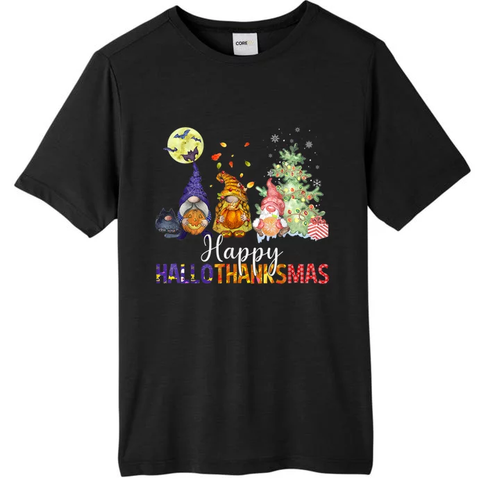 HalloThanksMas Gnomes Halloween Thanksgiving Christmas ChromaSoft Performance T-Shirt