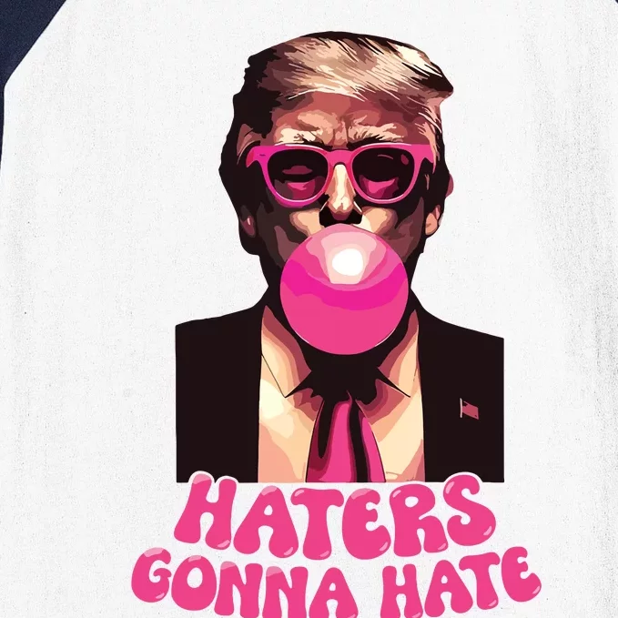 Haters Gonna Hate Funny Trump Bubble Gum Donald Trump 2024 Baseball Sleeve Shirt