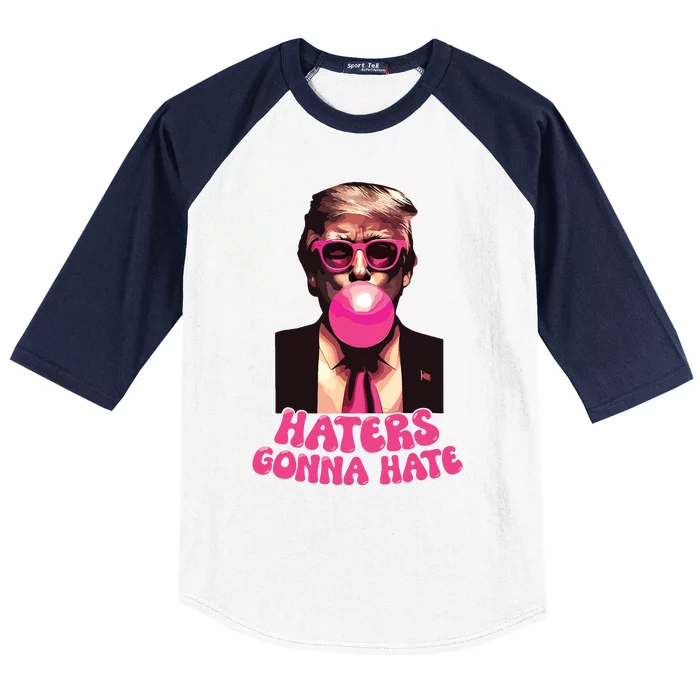 Haters Gonna Hate Funny Trump Bubble Gum Donald Trump 2024 Baseball Sleeve Shirt