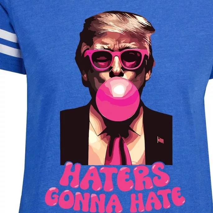 Haters Gonna Hate Funny Trump Bubble Gum Donald Trump 2024 Enza Ladies Jersey Football T-Shirt