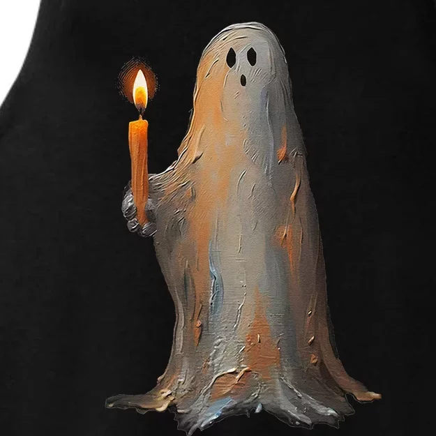 Halloween Ghost Holding Candle Spooky Ladies Tri-Blend Wicking Tank