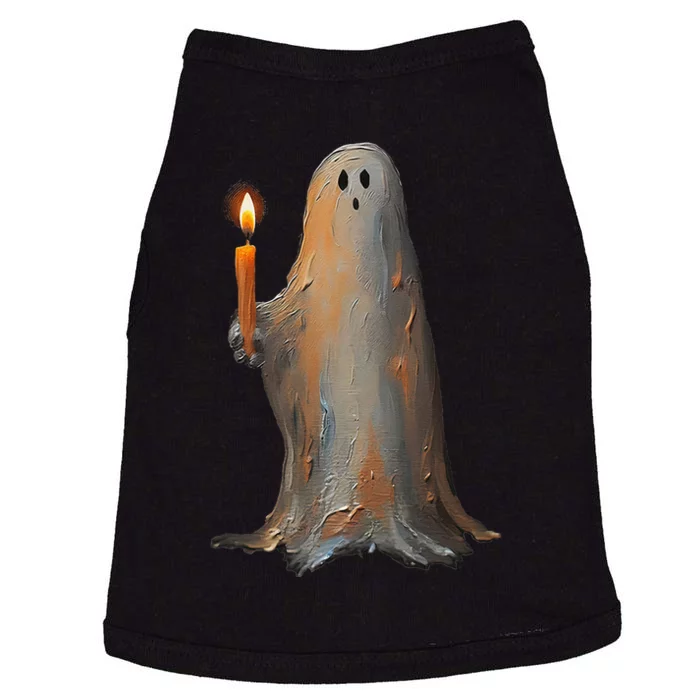 Halloween Ghost Holding Candle Spooky Doggie Tank