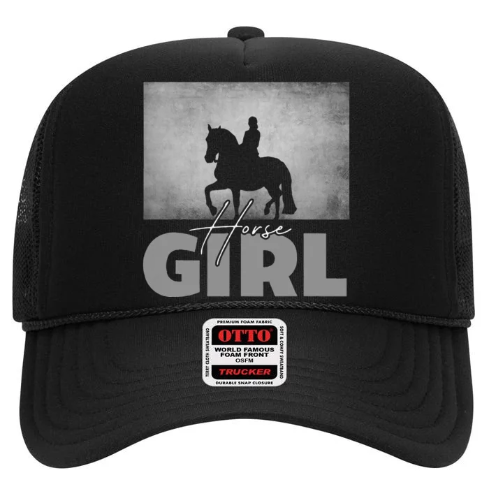 Horse Girl Horseback Riding Horse High Crown Mesh Trucker Hat