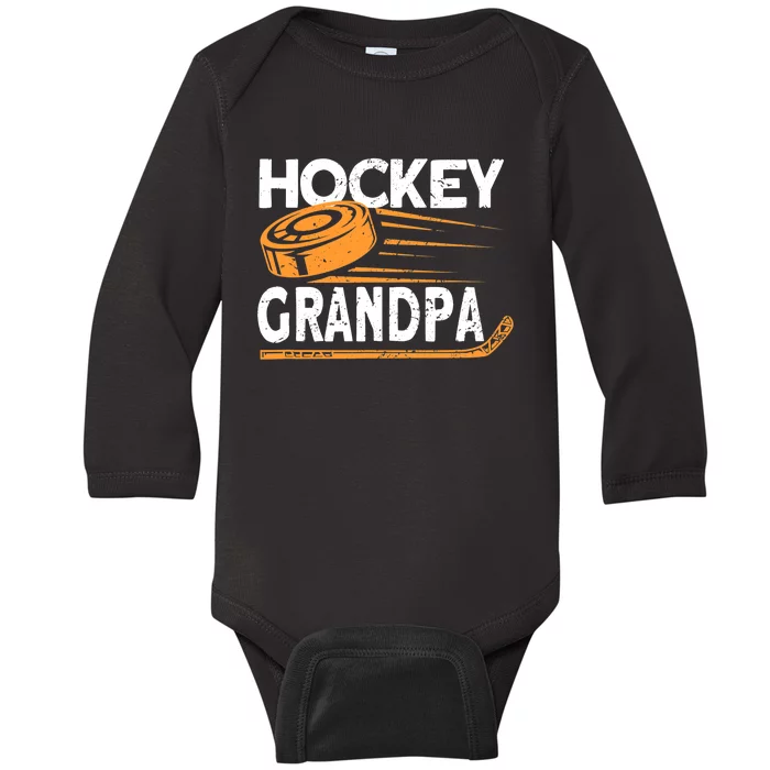 Hockey Grandpa Hockey Player Ice Hockey Baby Long Sleeve Bodysuit