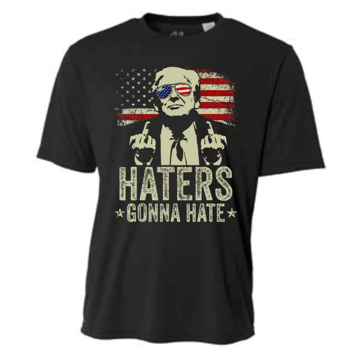 Haters Gonna Hate President Donald Trump Middle Finger Cooling Performance Crew T-Shirt