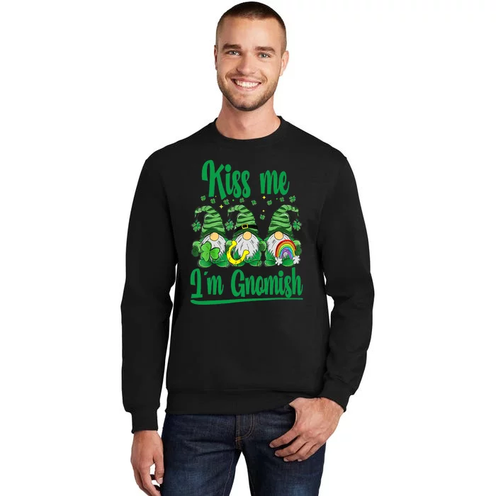 hree Gnomes Holding Shamrock Leopard Plaid St Patrick's Day Sweatshirt