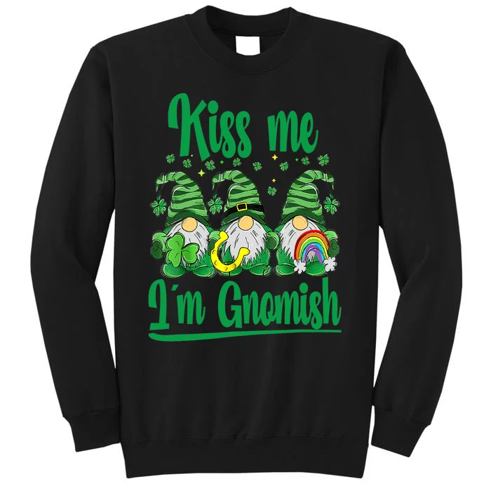 hree Gnomes Holding Shamrock Leopard Plaid St Patrick's Day Sweatshirt