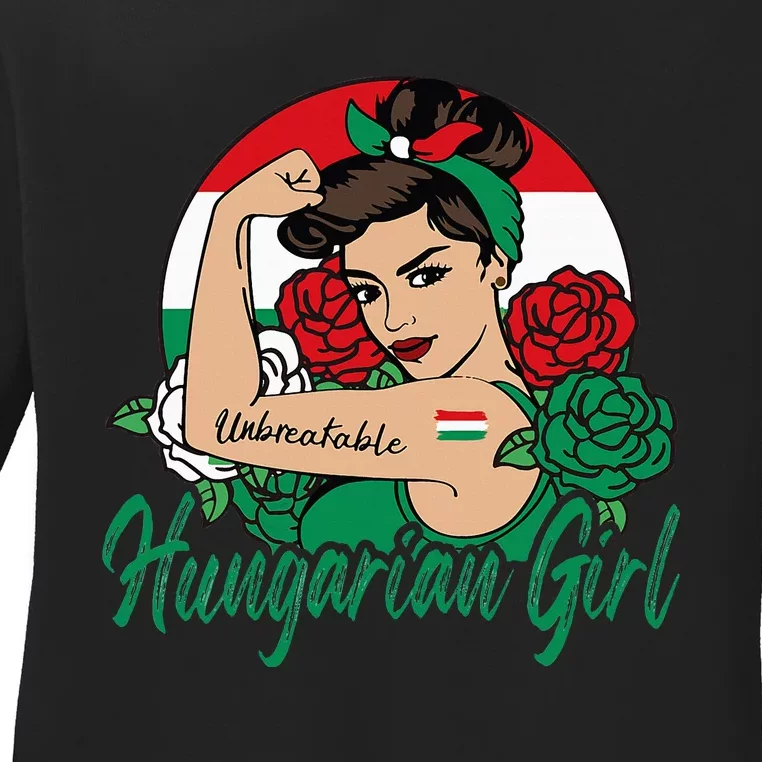 Hungarian Girl Hungary Woman Magyar Flag Ladies Long Sleeve Shirt