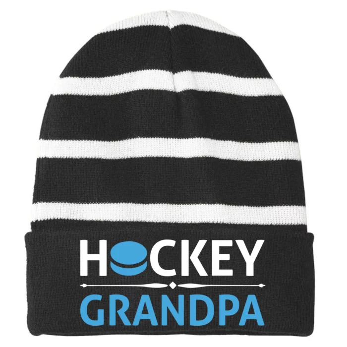 Hockey Grandpa Striped Beanie with Solid Band