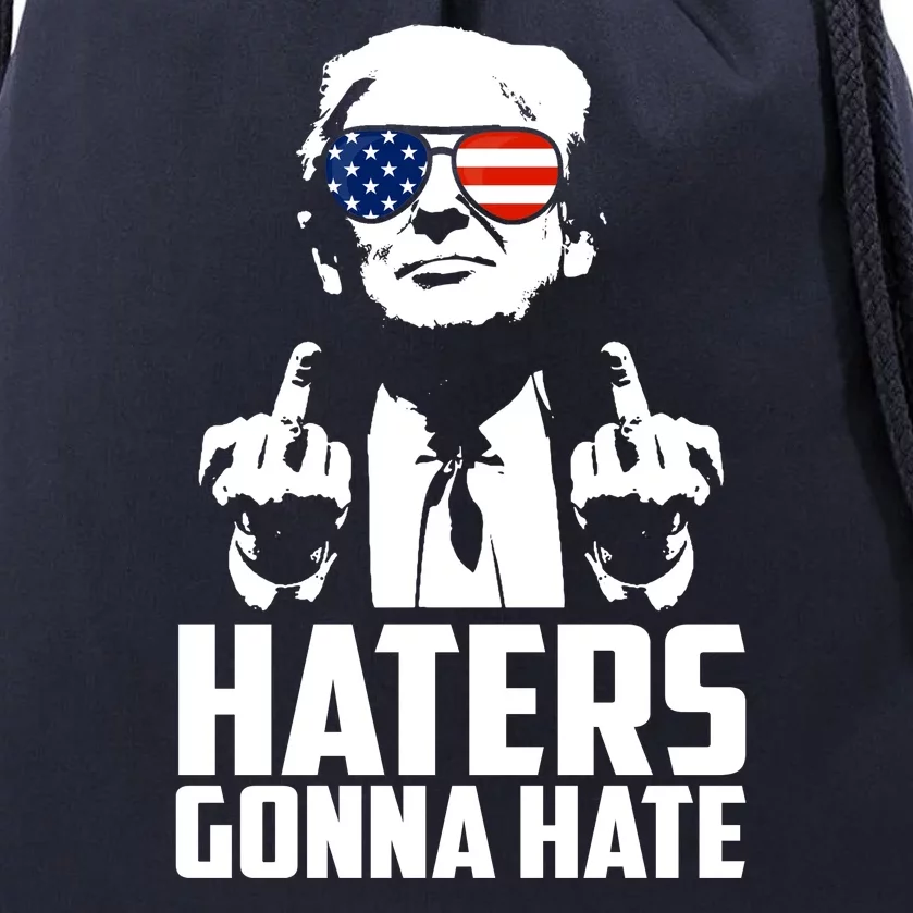 Haters Gonna Hate Donald Trump Middle Finger Funny Usa Drawstring Bag