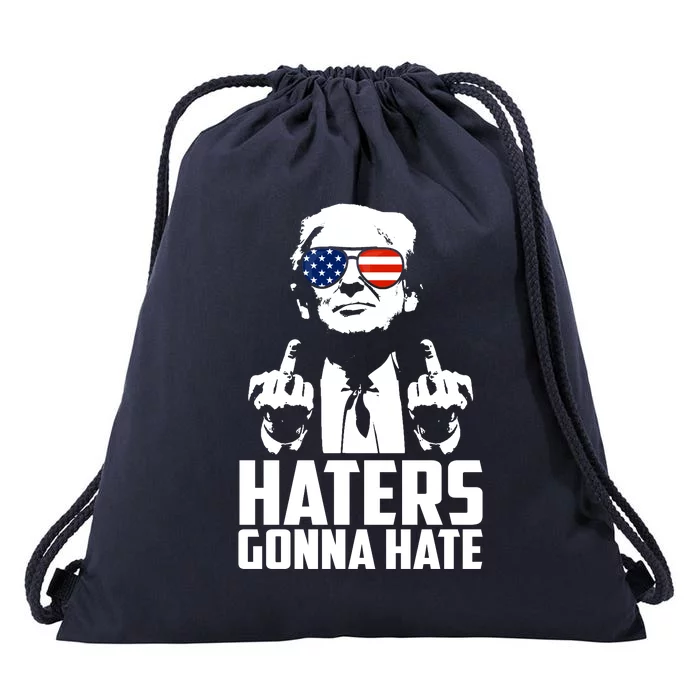 Haters Gonna Hate Donald Trump Middle Finger Funny Usa Drawstring Bag