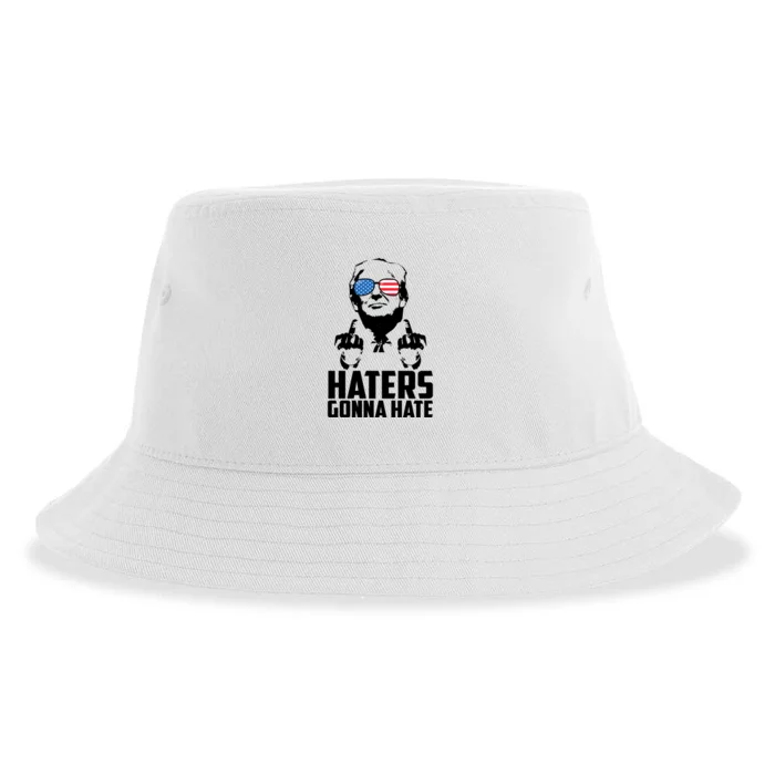 Haters Gonna Hate Donald Trump Middle Finger Funny Usa Sustainable Bucket Hat