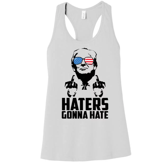 Haters Gonna Hate Donald Trump Middle Finger Funny Usa Women's Racerback Tank