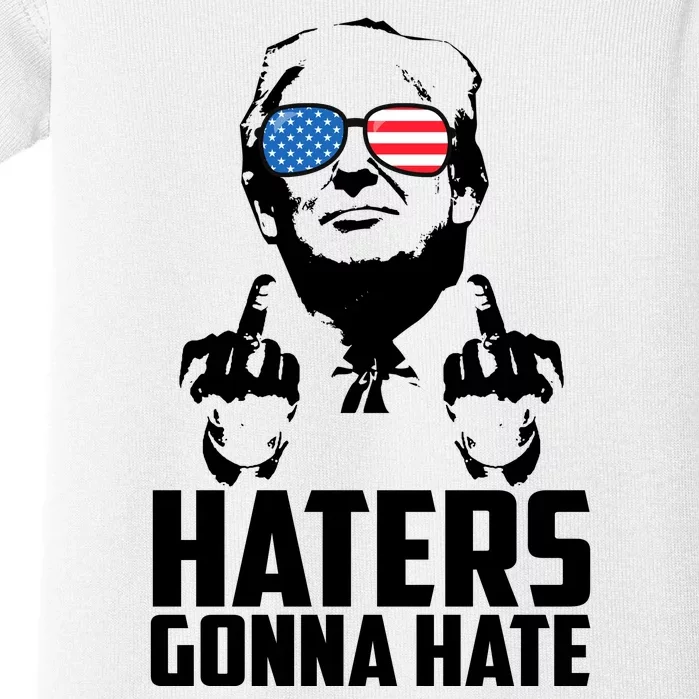 Haters Gonna Hate Donald Trump Middle Finger Funny Usa Baby Bodysuit