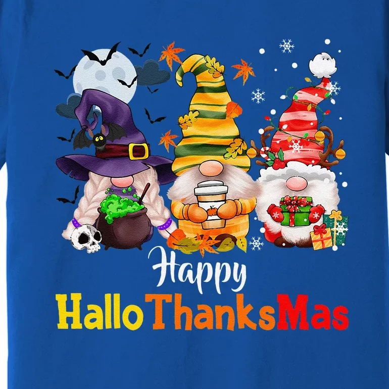 Halloween Gnomes Happy HalloThanksMas Thanksgiving Christmas Cute Premium T-Shirt