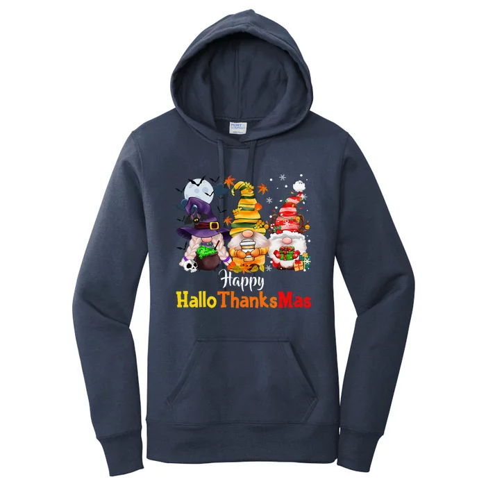 Halloween Gnomes Happy HalloThanksMas Thanksgiving Christmas Cute Women's Pullover Hoodie