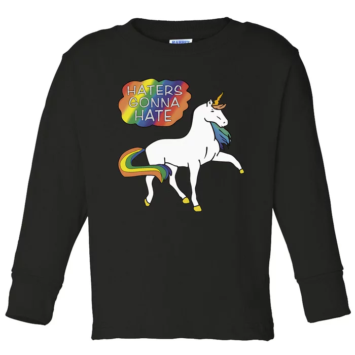 Haters Gonna Hate Unicorn Meme Toddler Long Sleeve Shirt