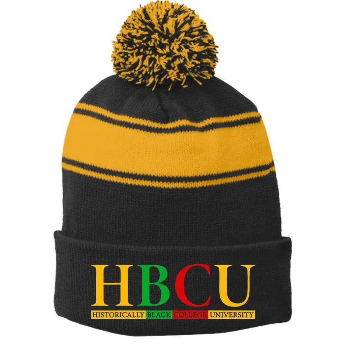 HBCU Grad History Historical Black College Graduate Stripe Pom Pom Beanie