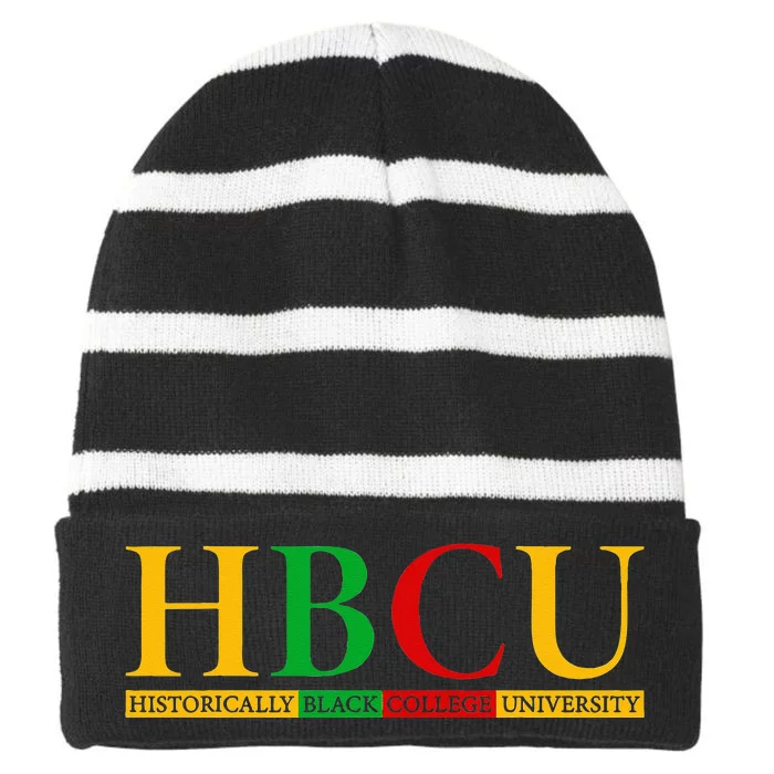 HBCU Grad History Historical Black College Graduate Striped Beanie with Solid Band