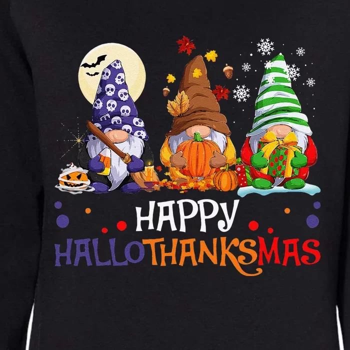 Halloween Gnomes Happy HalloThanksMas Thanksgiving Christmas Gift Womens California Wash Sweatshirt