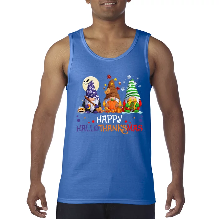 Halloween Gnomes Happy HalloThanksMas Thanksgiving Christmas Gift Tank Top