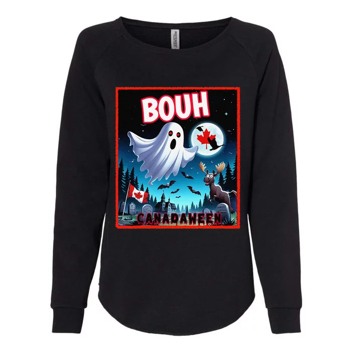 Halloween Ghost In Canada Says Boo In French Candian Womens California Wash Sweatshirt